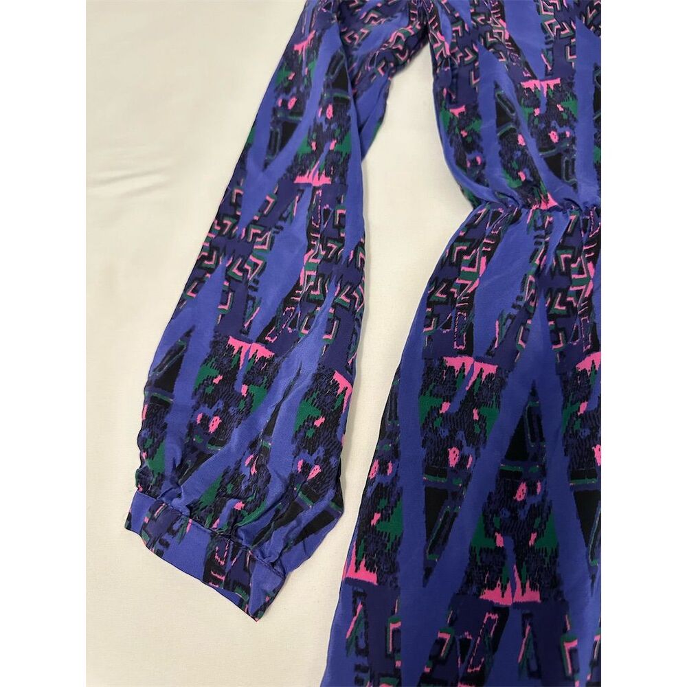 Amanda Uprichard Women's S Purple V-Neck Long Sleeve Dress Casual - Picture 4 of 8
